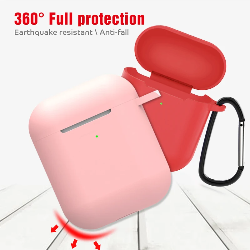 Soft Silicone Bluetooth Earphone Case For AirPods 2 Protective Cover Skin Accessories for Apple Airpods Charging Box with Hooks