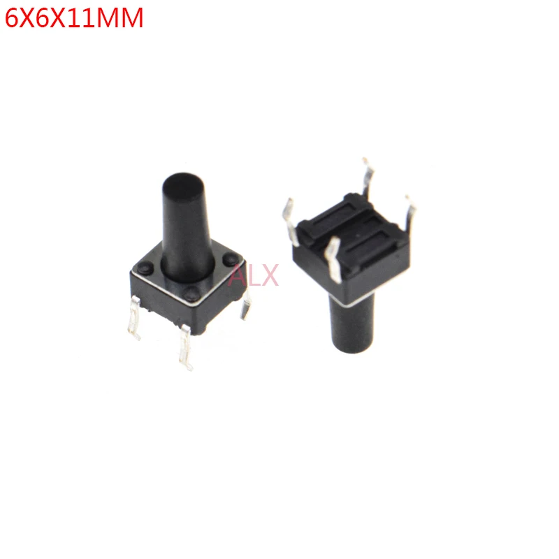 50PCS 6X6x11mm 4PIN dip TACT push button switch Micro key power tactile switches 6x6x11 6*6*11MM Light touch | Обустройство дома
