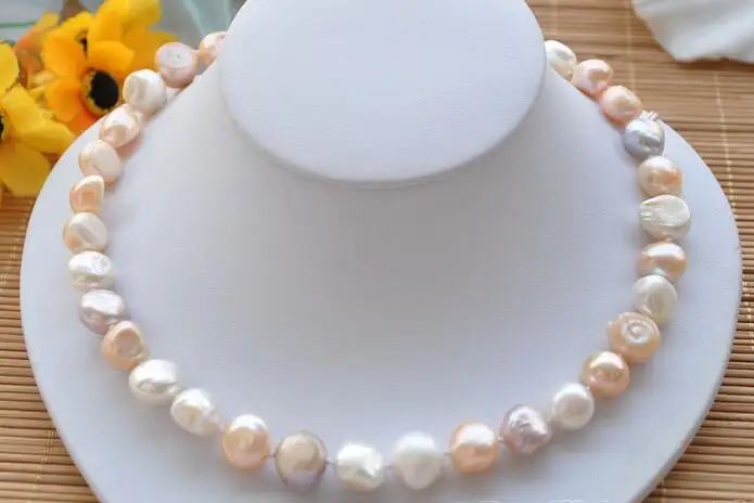 

3911 WHITE PINK LAVENDER BAROQUE freshwater pearl necklace