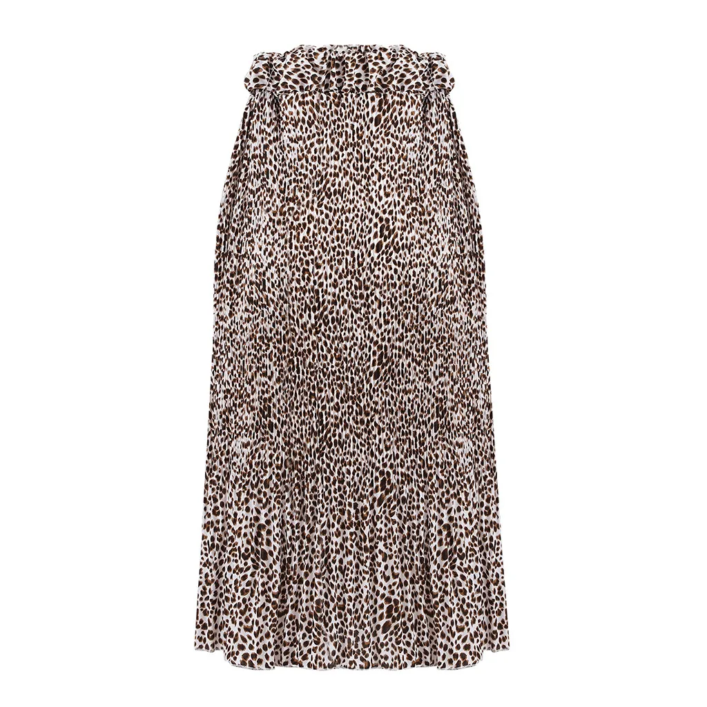 Женская летняя модная леопардовая юбка с эластичной талией, винтажная свободная длинная юбка трапециевидной формы, Повседневная Прямая поставка f10
