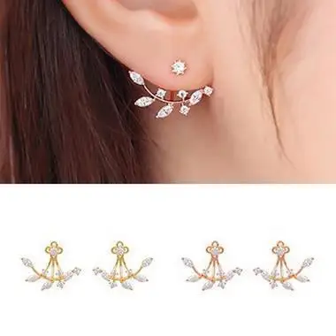 

2018 New Fashion Crystal Earrings for Women Pearl Women Branch Shell Pearl Flower Stud Earrings Female