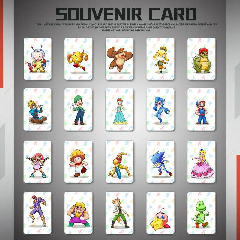 

20pcs Full Set NFC PVC Tag Game Card Mario Kart 8 for Nintendo Switch & Analog Cap