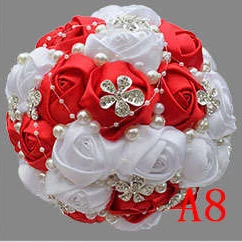 Новое поступление горячий Свадебный букет Дешевые PE Роза невесты свадебное цветочное Мыло свадебный букет из роз лента поддельные - Цвет: A8