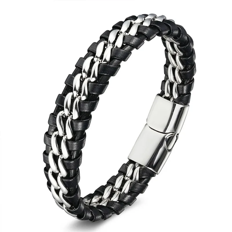 Fashion Genuine Leather punk Stainless Steel Bracelets & Bangles Male Jewelry Men Charms Bracelet Gift For Dad Gift Pulseras цена Fashion Genuine Leather punk Stainless Steel Bracelets & Bangles Male Jewelry Men Charms Bracelet Gift For Dad Gift Pulseras цены онлайн