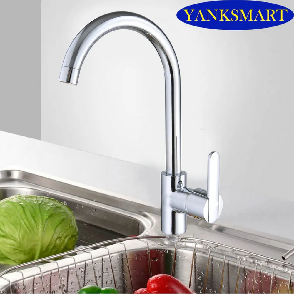 360 Swivel Spout Vessel Kitchen Sink Faucet Deck Mount Mixer Tap Modern New Polish Chrome Kitchen