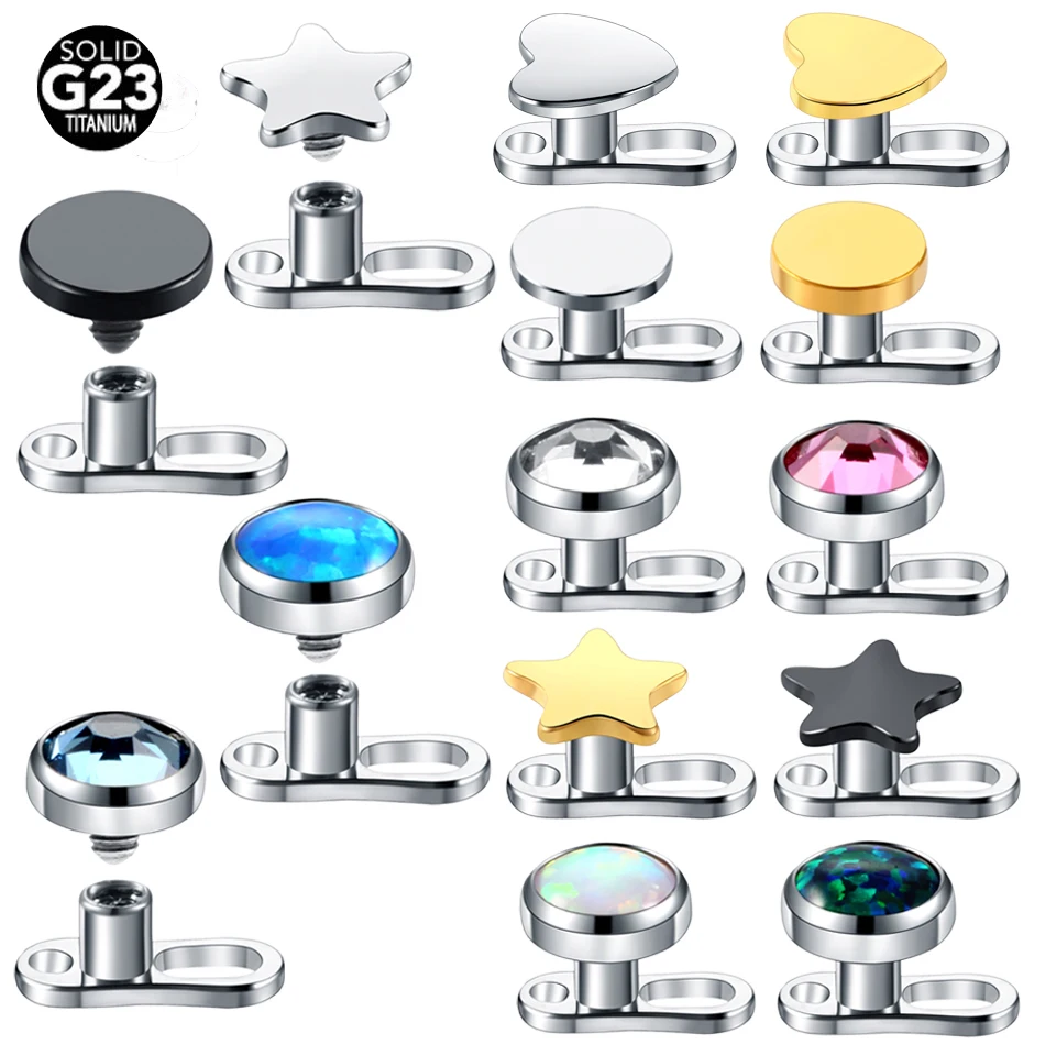 

1Set 14G G23 Titanium Micro Dermal Anchor Base with Gem Top Micro dermal Piercings Piercing Titanio Kit Piercings Body Jewelry