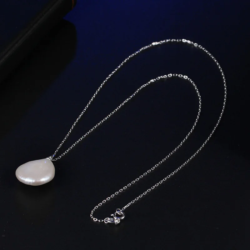 Hongye барокко неправильный белый жемчуг плоский натуральный пресноводный жемчуг ожерелье с стерлингового серебра 925 Подвески для женщин