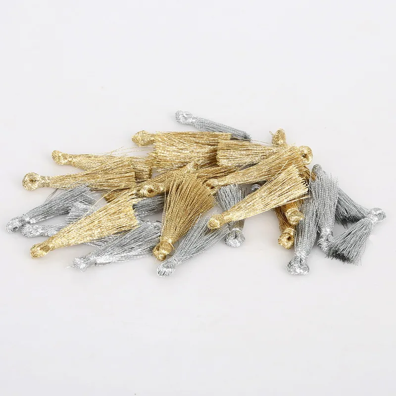 

50pcs/lot 25mm Gold Silver Metal Color Mini Tassel Charm Pendant for Earring Bag Curtain Decor DIY Jewelry & Sewing Craft