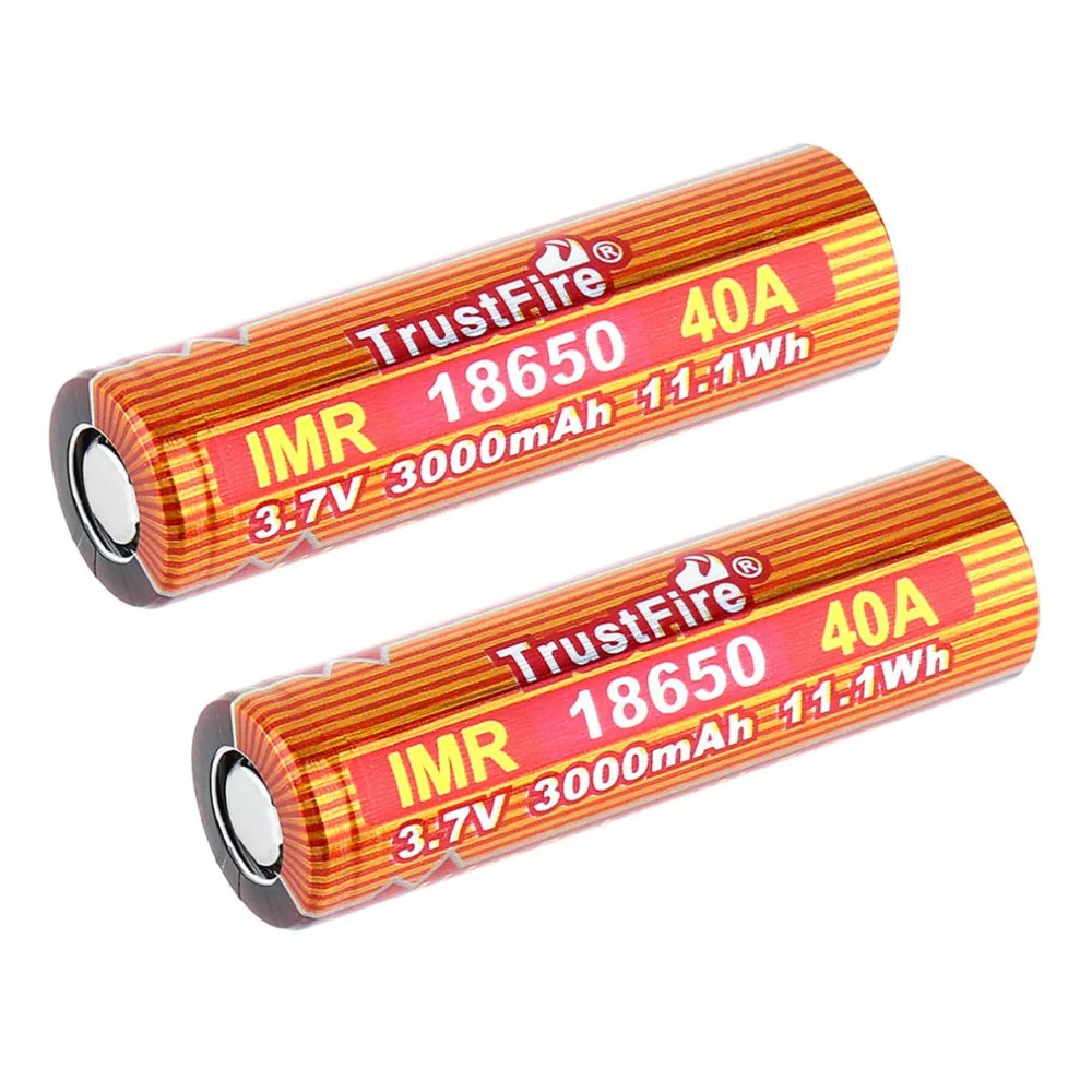 2pcs/lot TrustFire IMR 18650 3.7V 40A 3000mAh Li-ion Rechargeable Battery with Safety Relief Valve for LED Flashlight 2pcs/lot TrustFire IMR 18650 3.7V 40A 3000mAh Li-ion Rechargeable Battery with Safety Relief Valve for LED Flashlight