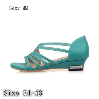 

Peep Toe Women Wedge Sandals Low High Heel Shoes Slippers Flip Flops Woman Wedges Gladiator Sandals Plus Size 34-40 41 42 43