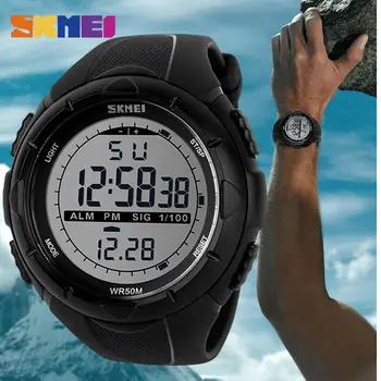 

Skmei Brand Men Man Climbing Sports Digital Wristwatches Big Dial Military Watches Alarm Shock Resistant Waterproof Watch 1025