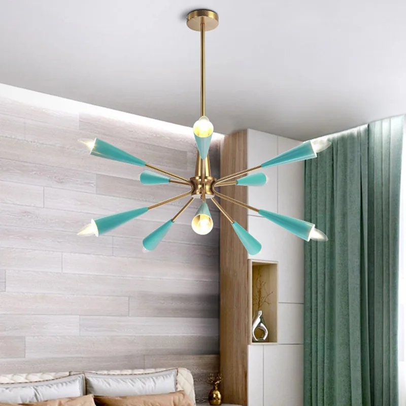 

Postmodern Blue LED chandelier lighting Nordic Iron fixtures for living room restaurant bedroom loft hanging lamp