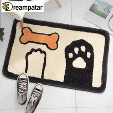 Черно-белый мультяшный Медвежонок лапа и рыбы Флокирование утолщаются Придверный коврик с изображением героев мультфильма домашняя Bthroom абсорбирующие Нескользящие коврики BD11B