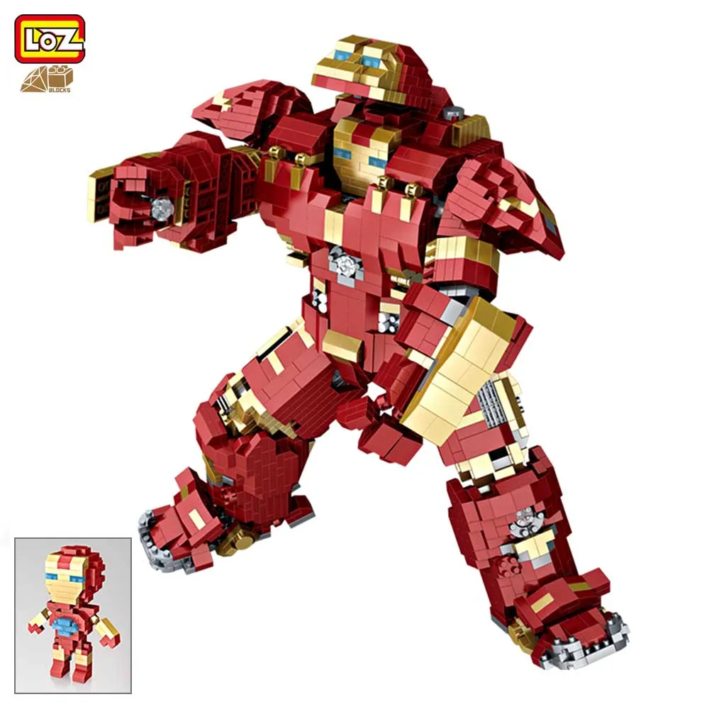 2018 New LOZ Big Size Mini Block Super Heroes Iron Man Ironman Mech Building Block Brick Toy 9045