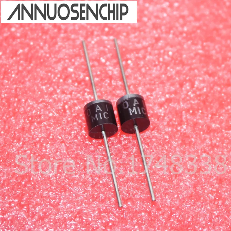 

Free shipping 100PCS 10A10 1000V 10A R-6 Axial Rectifier Diode New original