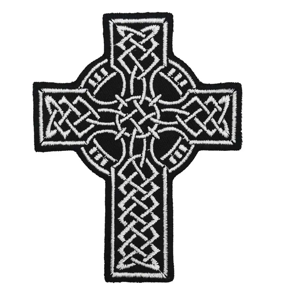 Кельтский дизайн крест патч вышитая аппликация, этикетка для шитья Панк Байкер нашивки одежда наклейки аксессуары для одежды значок