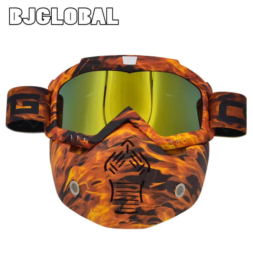 BJGLOBAL 2018 Motocross Helmet Mask Detachable Goggles Mouth Filter Perfect for Open Face Motorcycle Half Helmet Vintage Helmet