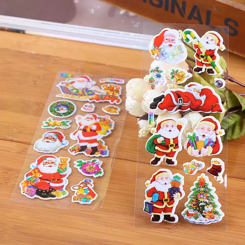 5 шт./партия с Рождеством 3D картонные объемные наклейки Санта-Клауса с новогодним днем рождественские стикеры рождественские подарки случайный стиль