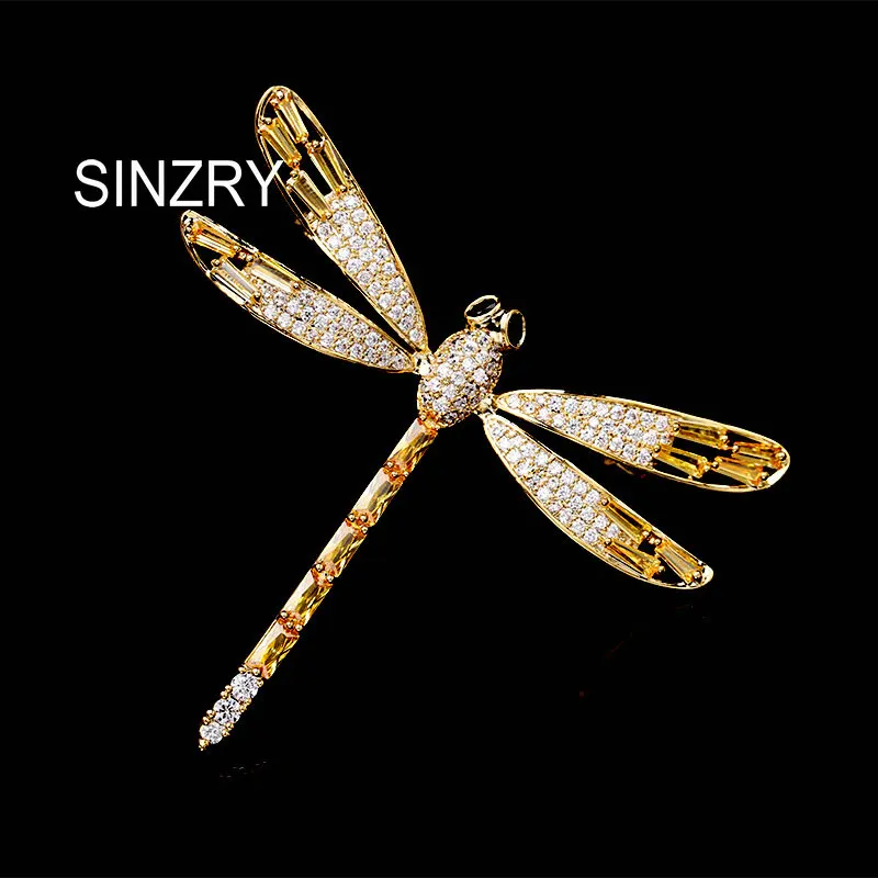 

SINZRY New cut cubic zirconia micro paved dragonfly brooches pin Luxury creative jewelry accessory
