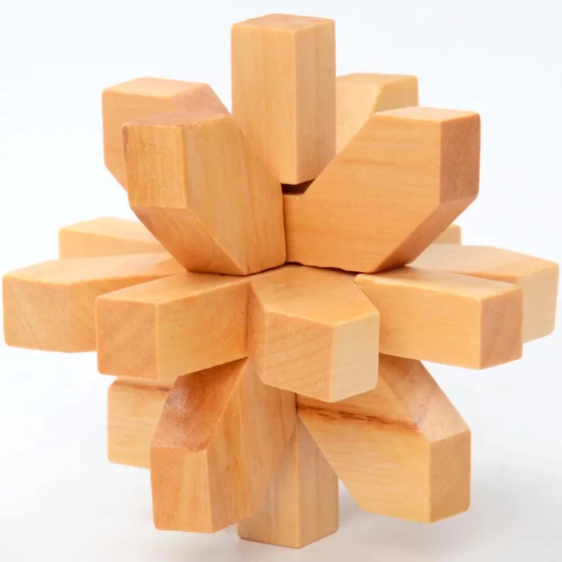 Wooden Toy Design IQ Brain Teaser Kong Ming Puzzle Lock Wooden Game Gift CF 
