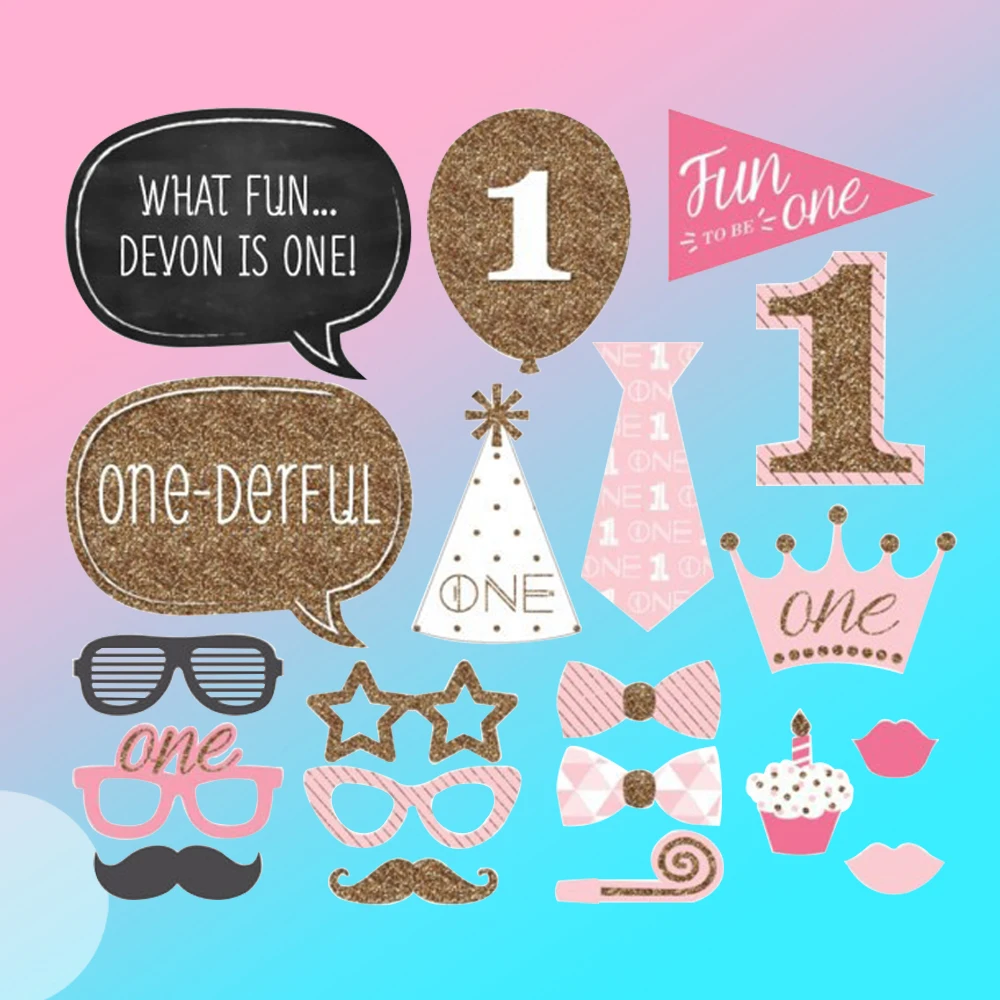 

Baby Shower Photo Props 1st Birthday Party Photobooth Props 2019 Newborn Baby Birthday Party Pink Creative Funny Paper Beard
