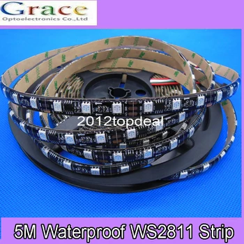 

5M Waterproof WS2811 IC 5050RGB Dream Color 30LED/M DC12V Pixel Strip Black PCB