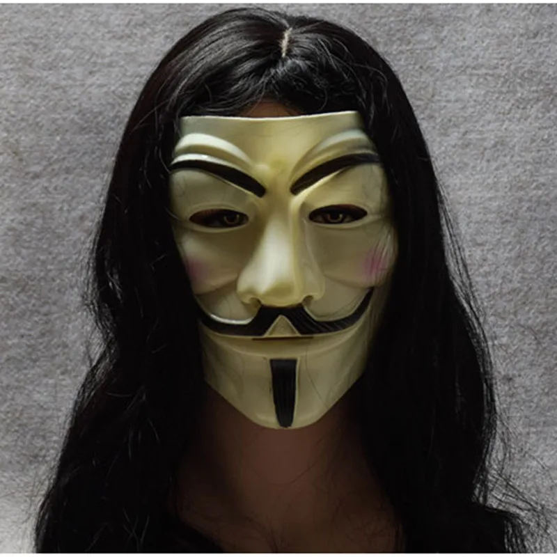 Лидер продаж Белый/Золотой/Серебряный/Желтый V для вендетты Guy Fawkes маска аноним Хэллоуин Косплей костюмы вечерние принадлежности