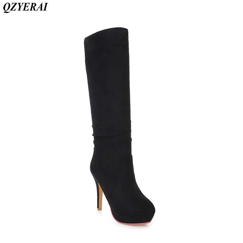 

QZYERAI Winter warmth high heels lady boots can be folded into short boots sexy womens shoes young womens boots
