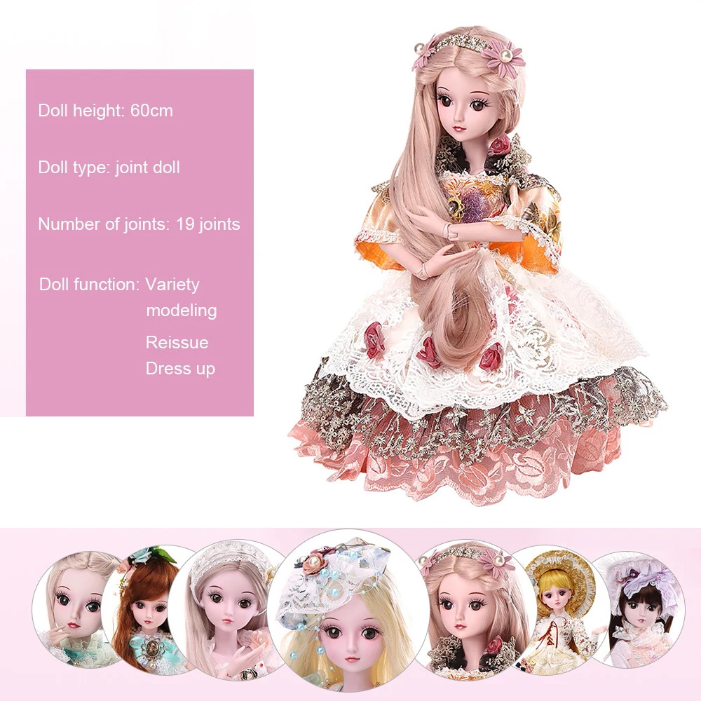 1/3 BJD кукла 60 см/23,6 ''Высота 19 шарнирные куклы(парик+ обувь+ одежда+ волосы+ глаза+ макияж) коллекция игрушек