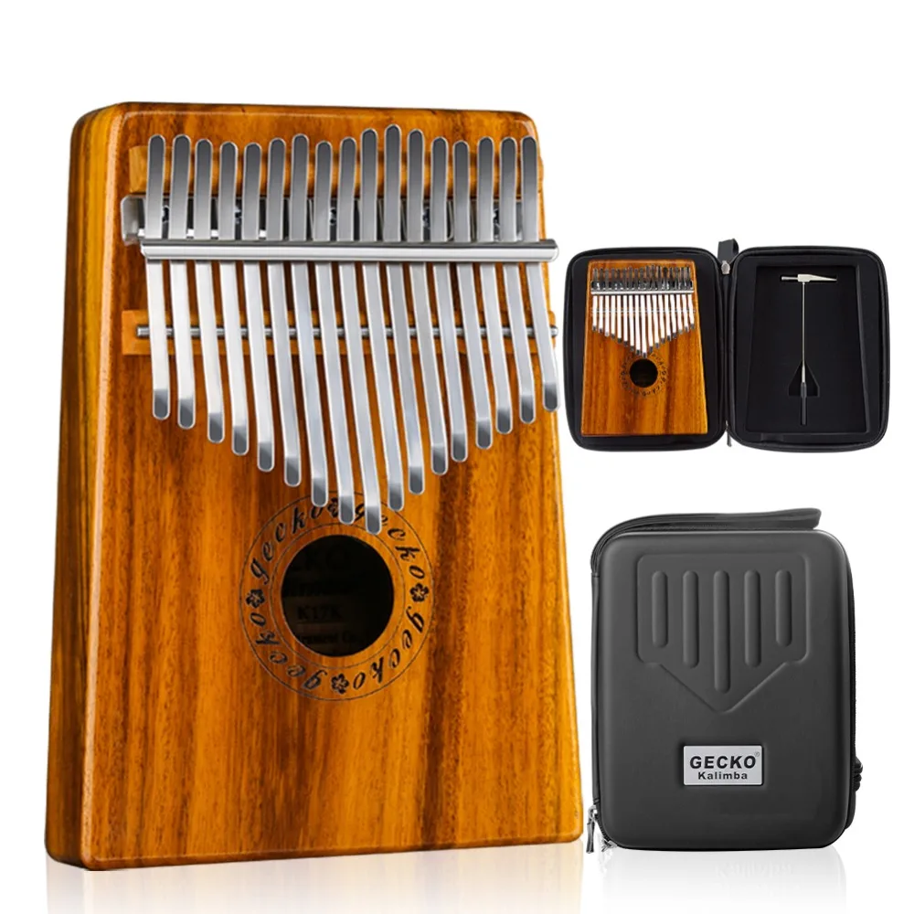 

GECKO Kalimba 17 Keys Acacia(KOA) Thumb Piano and EVA High Performance Protection Box, Tuning Hammer, Professional models K17K