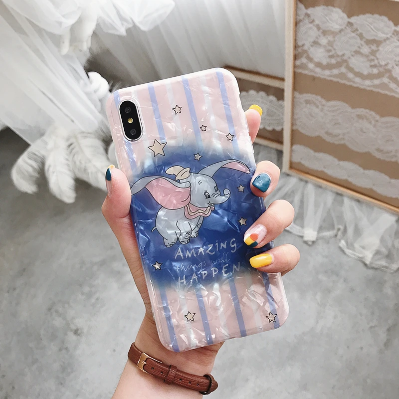 

Cute Dumbo silicone soft case For Huawei Honor 8X 7X V9 V10 V20 9i 10i 20i Honor Play honor 8 9 10 Lite Conch Shell Back cover
