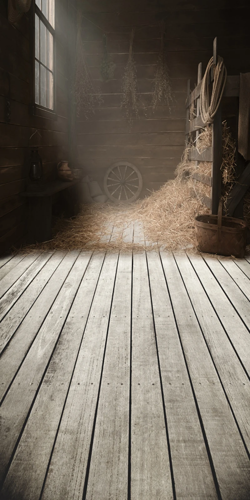 HUAYI Vintage Barn hay Backdrop for photo studio wooden board photo