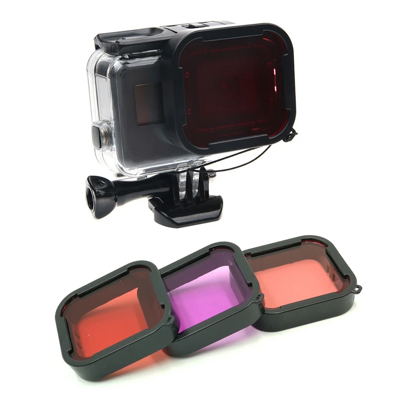 3-Pack Underwater Filters Kit Red Magenta Snorkel Lens Color Filter for GoPro HERO 5 6 7 Black Suit Housing Case Accessories