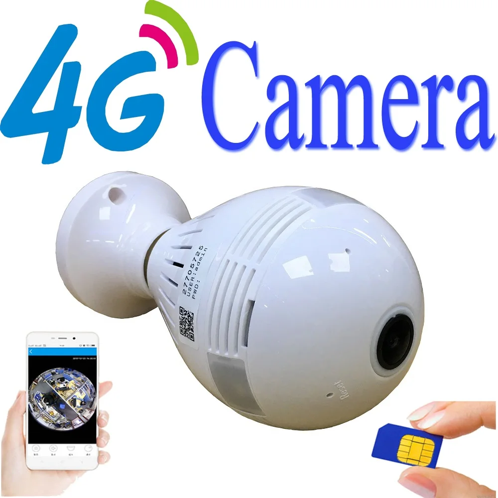 Diske V380 3G 4G Camera Bulb-Light VR Camera IP Camera Wifi Wireless IP Camera SIM Card Wifi Panoramic 360 Degree VR Camera