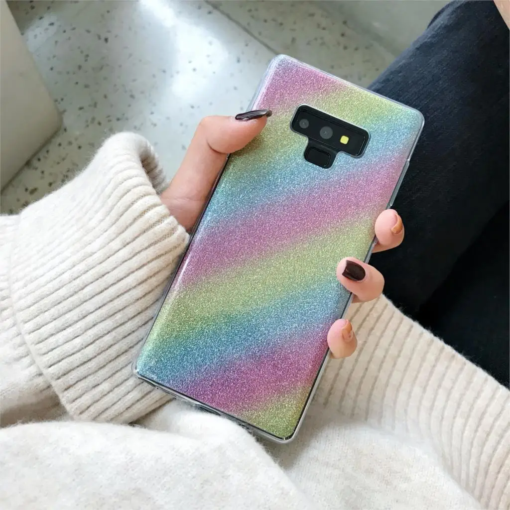Gradient Aurora laser Case For Samsung Note 9 8 S10 S10E S9 S8 Plus Cover TPU Soft Phone Cases A3 A5 2016 J3 J5 J7 2017 A7 2018 |