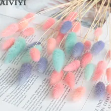 20 шт./лот, натуральный кроличий хвост, трава, сушеный цветок, украшение, праздничные вечерние принадлежности, сушеные цветы, красочный свадебный Декор-букет