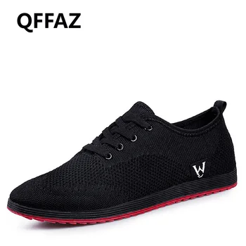 

QFFAZ Spring/Summer Men Shoes Breathable Men Shoes Casual Fashion Lace-up Mesh Shoes Flats tenis masculino adulto Big Size 38-45