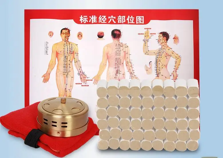 high quality Copper box with 54 pcs moxa roll moxibustion set