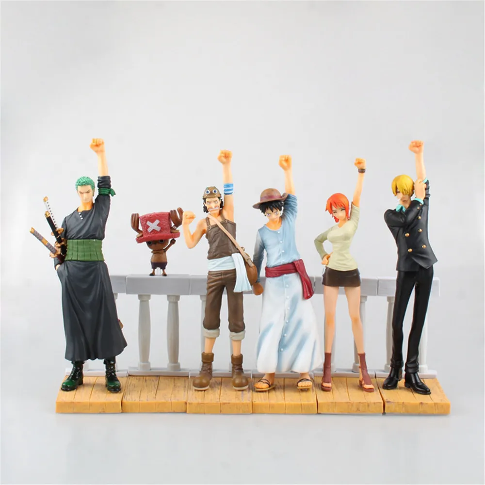 One Piece Figure Luffy Nami Zoro Sanji Chopper Usopp Action Figure Figuras Anime Figurine PVC Gift Kids Toys Doll 6pcs/set PM