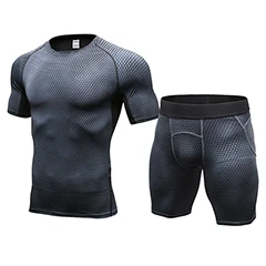 Yuerlian/сжатия мышц Для мужчин костюм Demix Бег комплект Фитнес Tight футболка леггинсы Шорты для женщин Для мужчин спортивной гимнастикой спортивный костюм