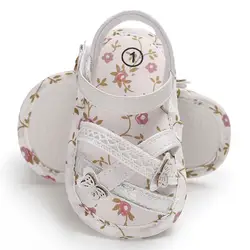Детские босоножки прекрасный цветок печати для маленьких девочек сандалии мягкой подошвой домашние детские кроватки обувь нескользящие