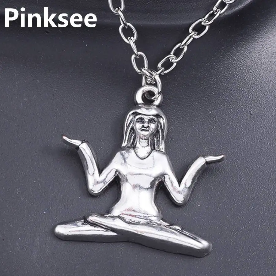 Creative Yoga Girl Meditation Necklace Vintage Alloy Pendant Clavicle
