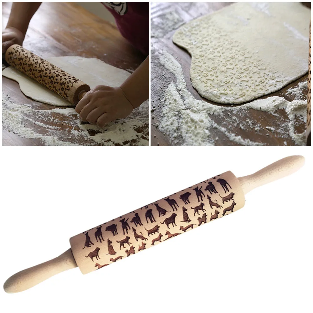 Buy Christmas Wooden Rolling Pins Engraved Embossing