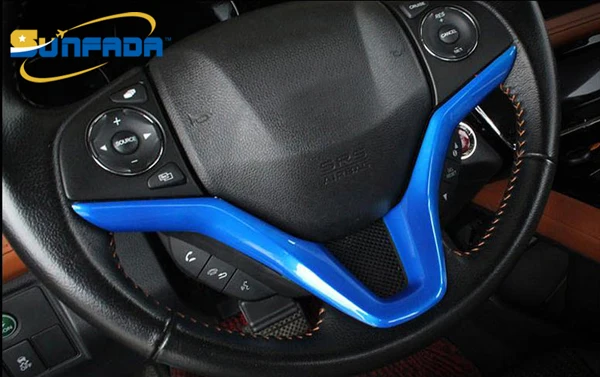 SUNFADA отделка Руля из углеродного волокна отделка салона Автозапчасти автомобильные Чехлы для HONDA FIT/JAZZ 3rd- автостайлинг - Цвет: ABS Ocean Blue