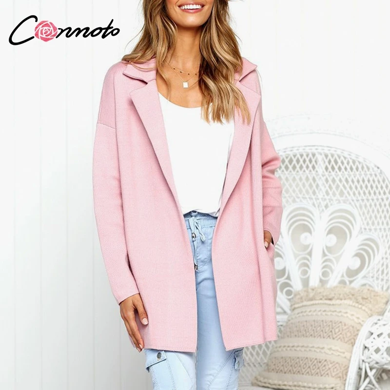 

Conmoto Manteau Femme Hiver Woolen Coat Women Stitch Turn Down Collar Coat Pink Solid Elegant Coats Autumn Winter 2018 Plus Size