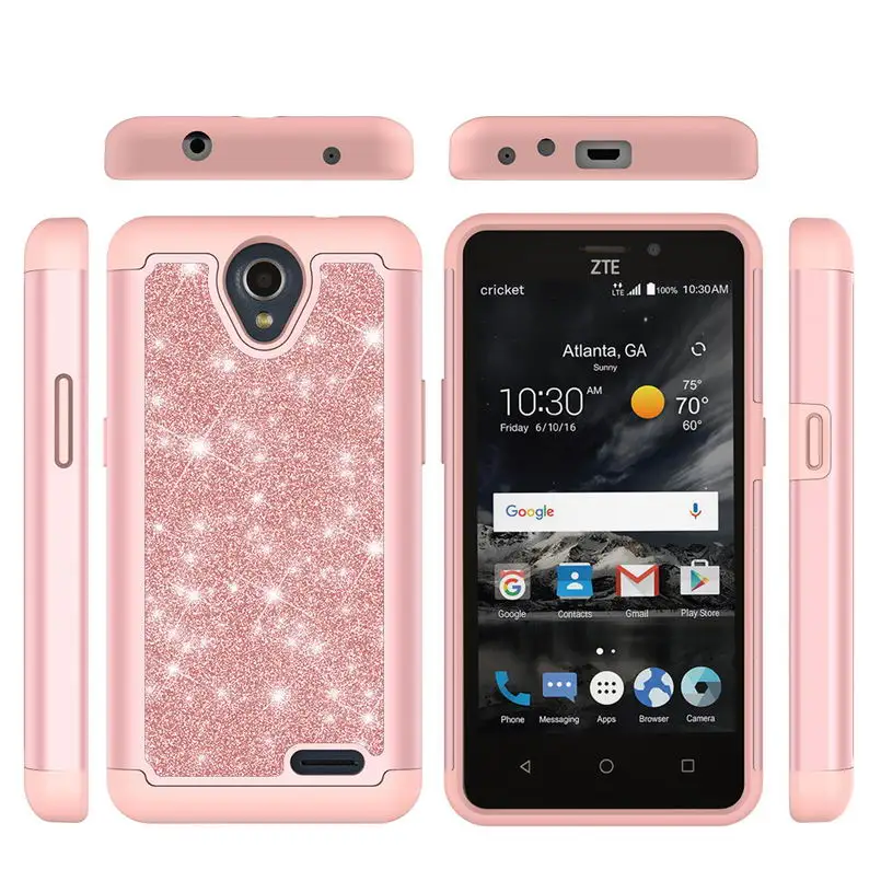Case for ZTE N9139 Bling Glitter PU Leather Silicon PC Back Cover for ZTE Maven 3 Overture 3 Prestige 2 Prelude Plus Phone 5