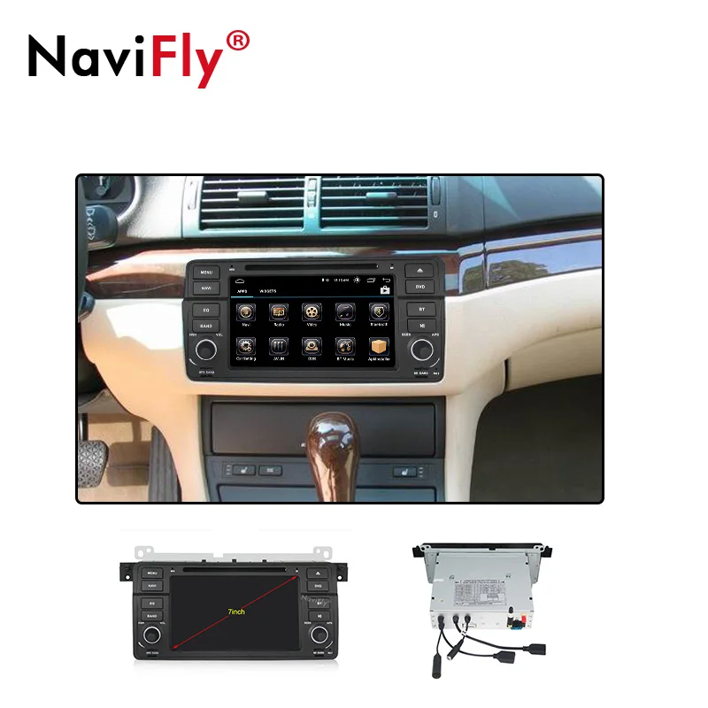 Flash Deal NaviFly Car dvd radio player for BMW 3 Series E46 M3 1998-2006 Android 8.1 quad core auto GPS navigation with WIFI BT CANBUS 1