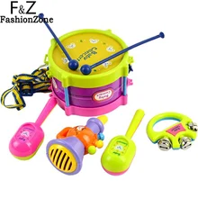 5pcs Educational Baby Kids Roll Drum Musical Instruments Band Kit Infant Children Toy Baby Girl Christmas