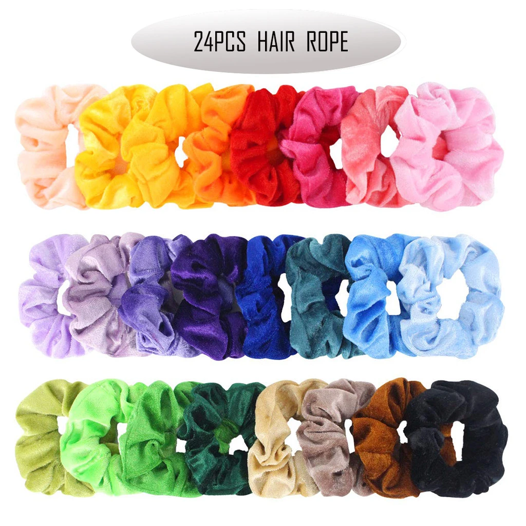 プレミアムベルベットヘアネクタイ Scrunchies エラスティックヘアバンド Bobbles カラフルなヘアバンドポニーテール女性ガールズロング毛アクセサリー安い Braid Maintenance Aliexpress