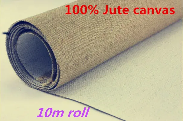 10 м длинный рулон высокого качества рулонный Пакет Чистый джут грунтованный холст со средней текстурой